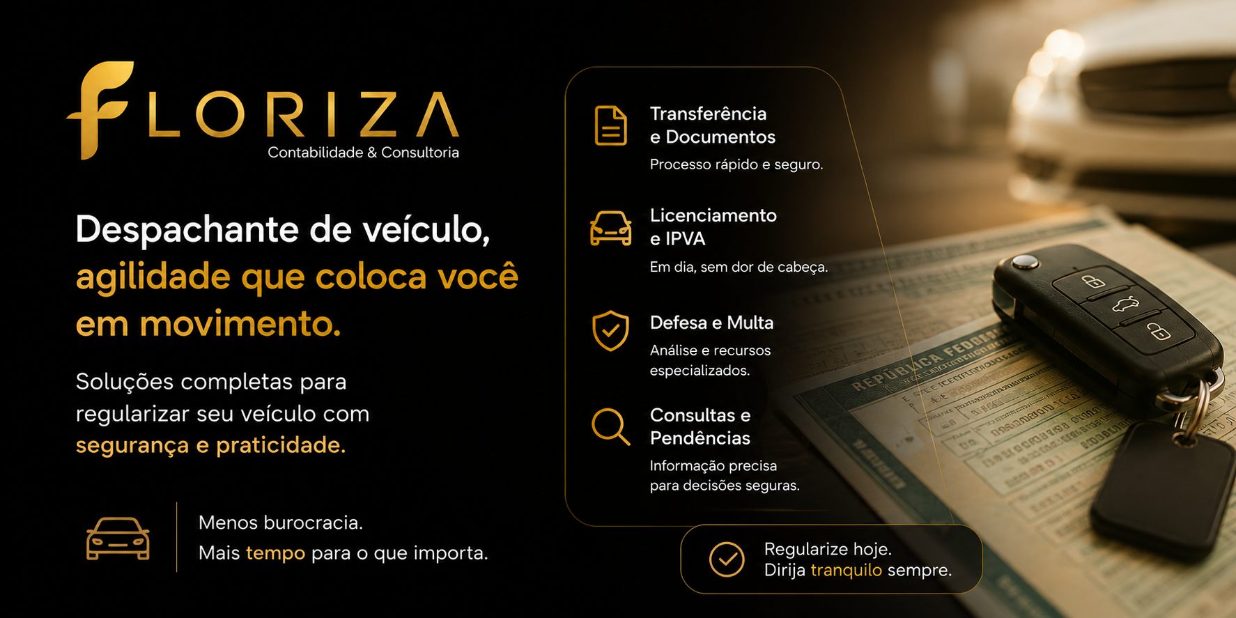 Despachante de veículo: transferência e documentos, licenciamento e IPVA, defesa de multa, consultas e pendências